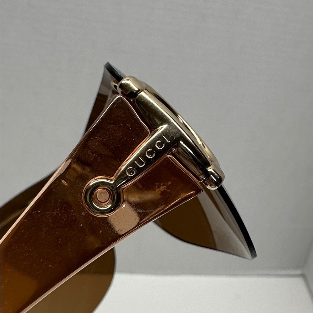 Gucci Strass Horsebit Sunglasses‎ Shield Tinted Glasses Vintage Y2K 2000s Orange - Picture 7 of 11